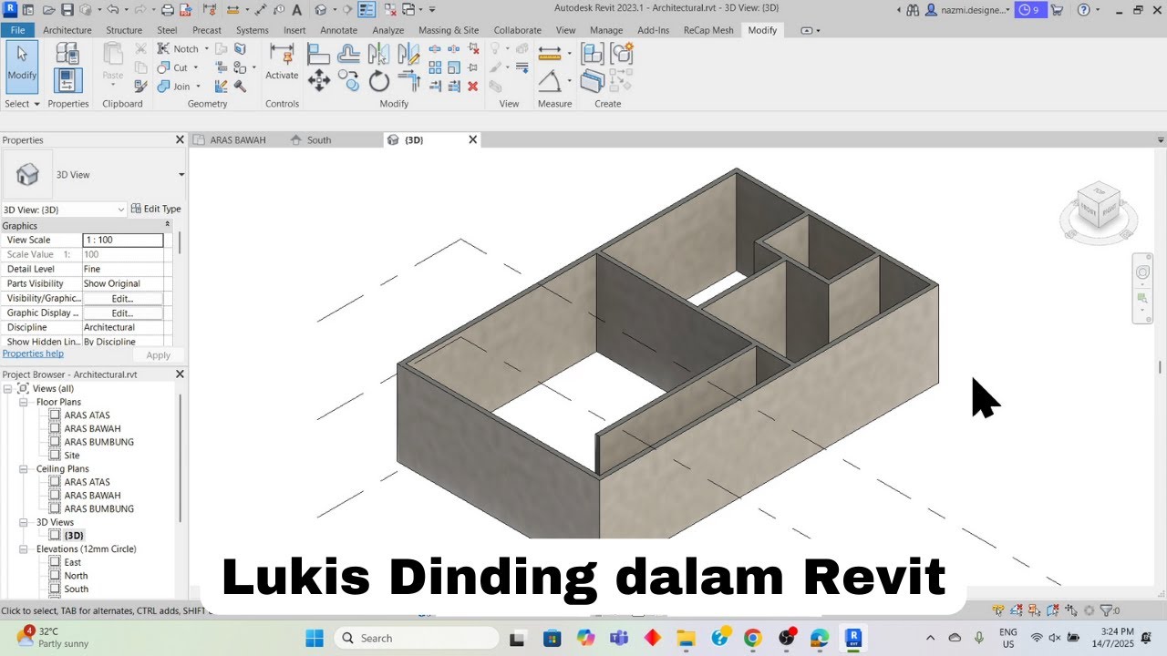 Lukis Dinding dalam Revit