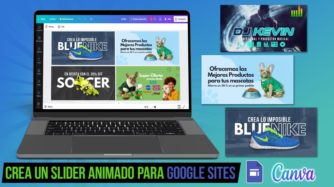 Como crear  un SLIDER ANIMADO en CANVA para tu Página Web hecha en GOOGLE SITES  ✅