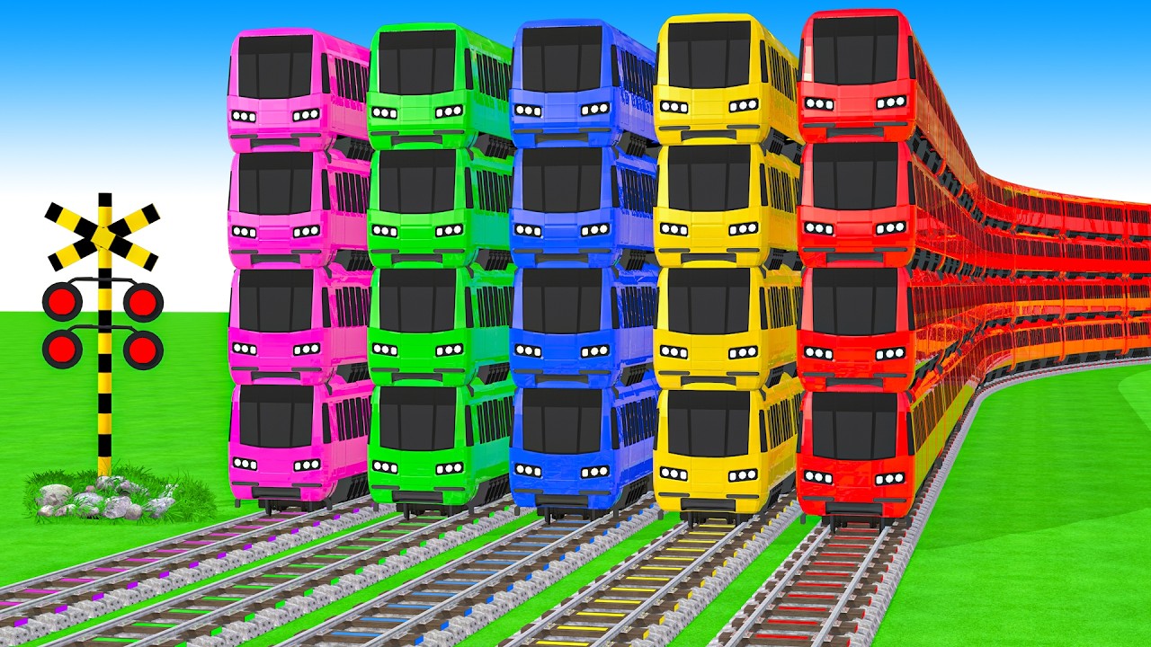 【踏切アニメ】あぶない電車【カンカン】電車 Train Climbing Pynamid 2025 🚦 Fumikiri 3D Train Railroad Crossing Animation