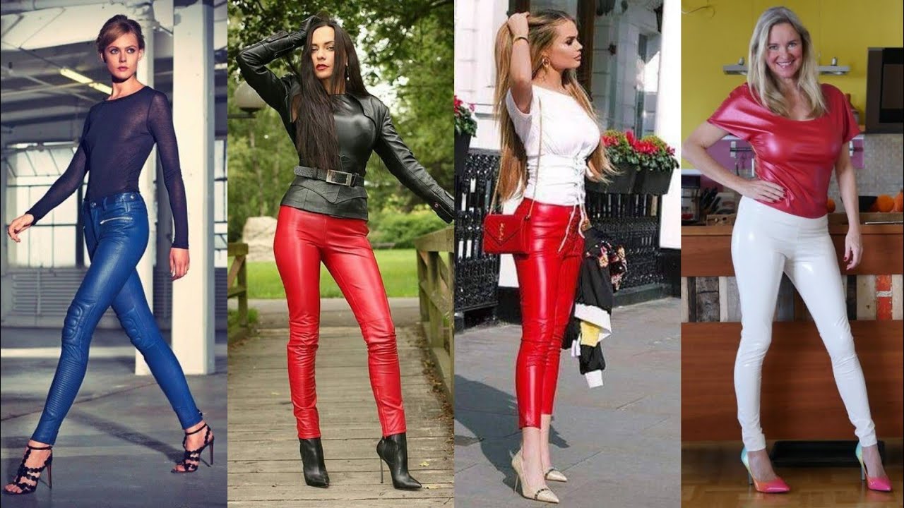 Incredible and glossy leather legging designs ideas 2022//skin tight leather pants