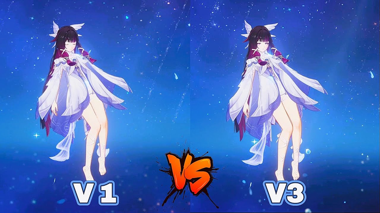 COLUMBINA's eye patch is gone? Idle Animation V1 VS V3 Comparison #columbina #genshinimpact