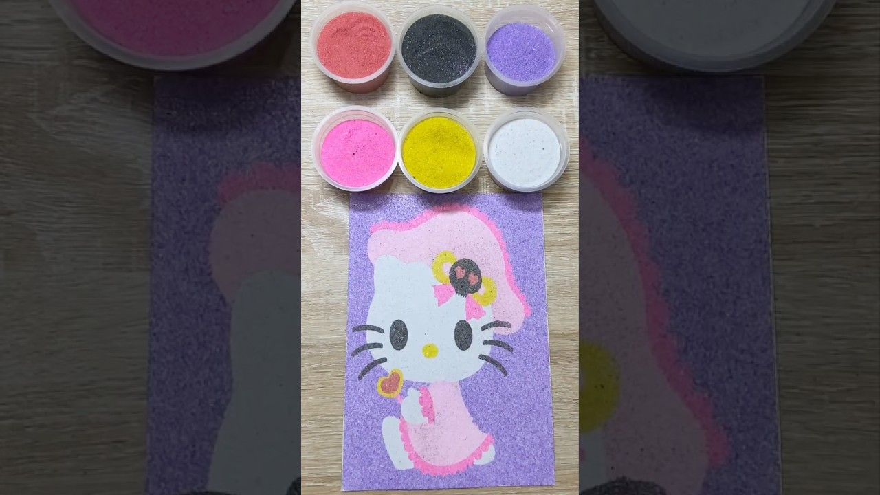 T&ocirc; m&agrave;u tranh c&aacute;t QU&Yacute; C&Ocirc; HELLO KITTY (Sand painting HELLO KITTY) #heytoystv #art #coloring #painting