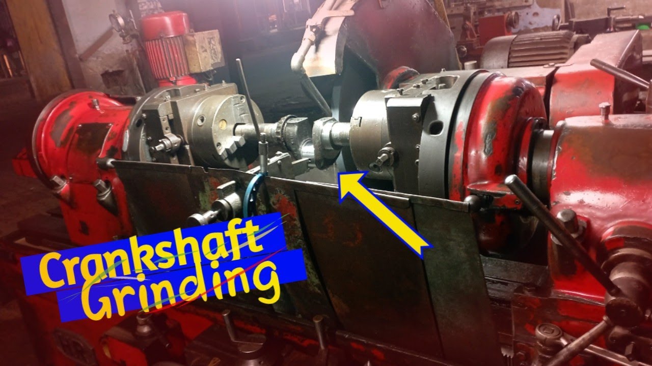 Crank shaft grinding process. Regrinding process on crank grinder machine. Mechanical ideas.
