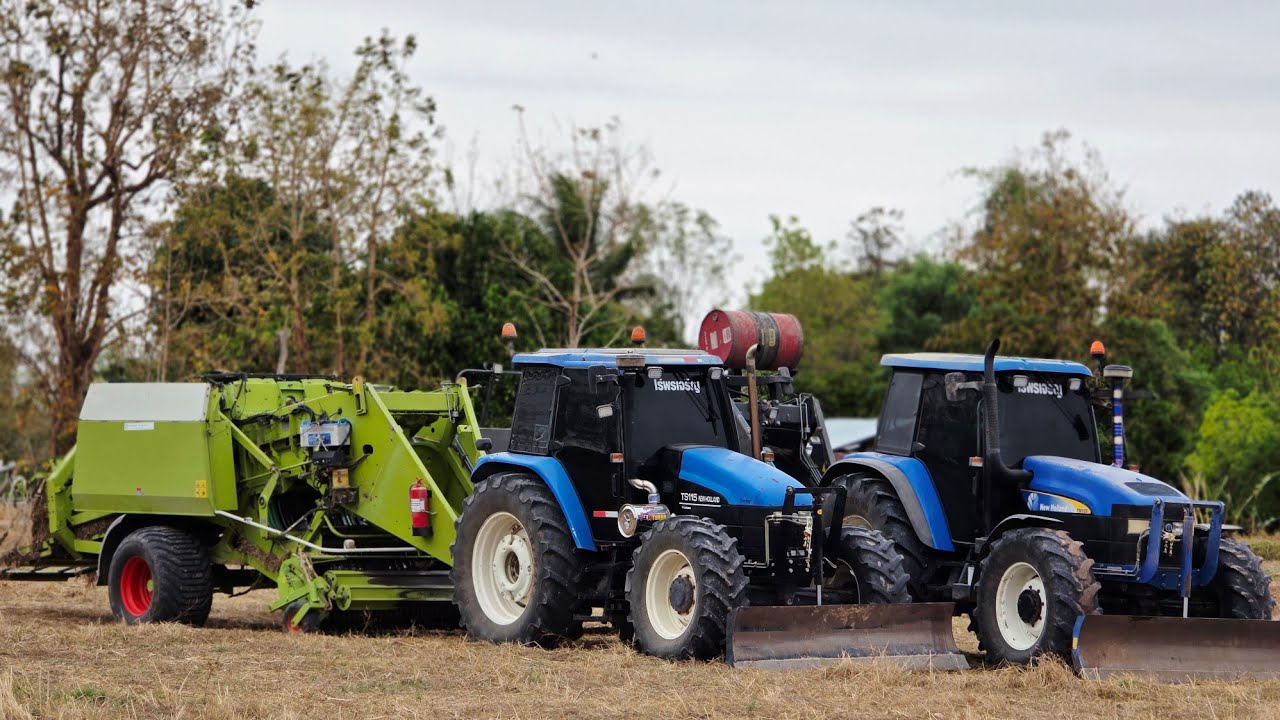 มาชมรถอัดใบอ้อย CLAAS 3200 VS 2200 กับรถไถ TM120 TS115