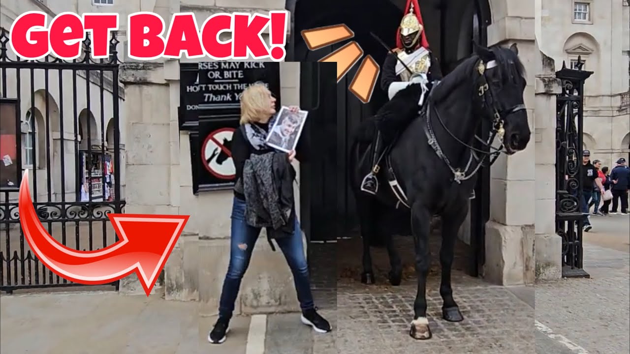 DISRESPECTFUL TOURIST RECKLESSLY INVADES THE KINGS HORSES SPACE!