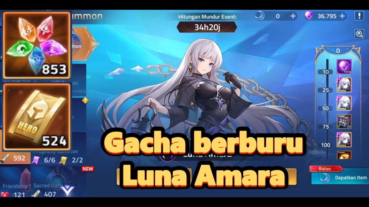 Gacha berburu Luna Amara - hero tinted mirage - Mobile legends adventure