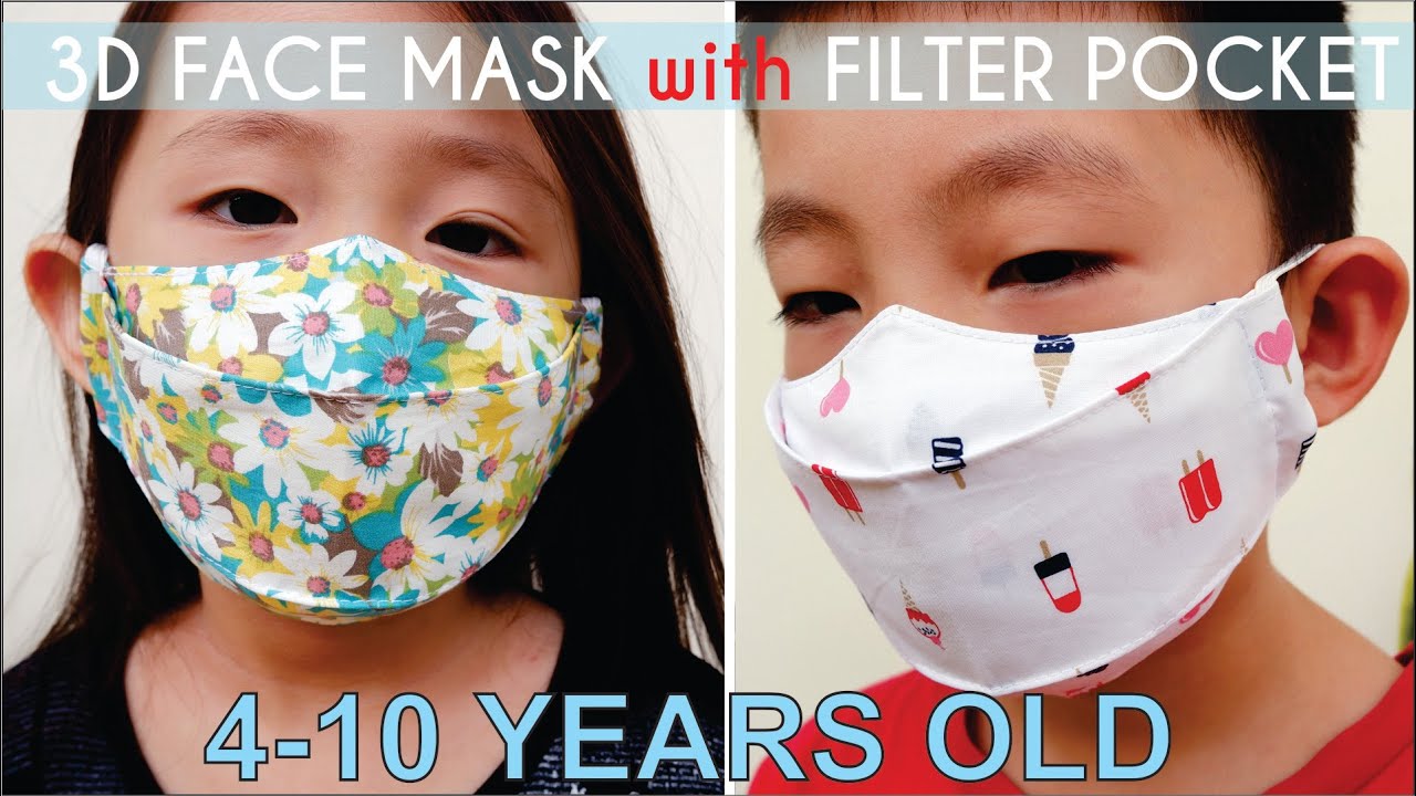 NO PATTERN 3D Face Mask With Filter Pocket For Kids | DIY Child's 3D Face Mask