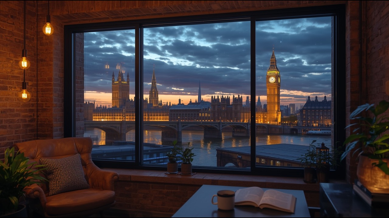 Rainy Day in London with Smooth Jazz Music ☕ Cafe Ambience for  Working, Relaxing and Chill
