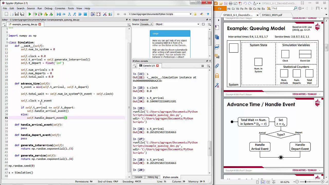 Queuing System Discrete Event Simulation in Python (Event-scheduling)
