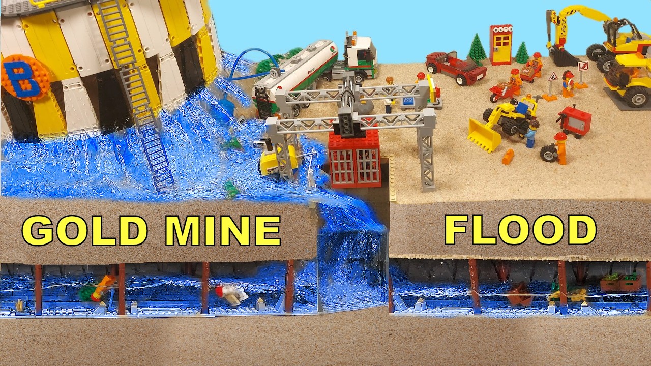 LEGO Gold Mine CAVE FLOOD - TSUNAMI Action MOVIE ep 67