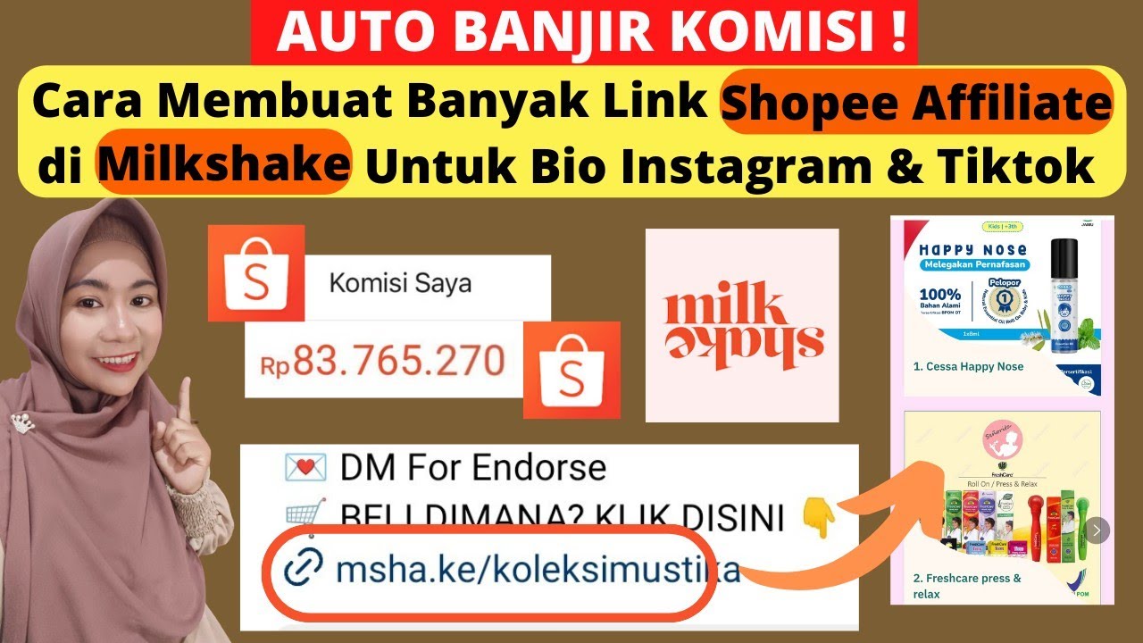 BANJIR KOMISI !! CARA MEMBUAT BANYAK LINK SHOPEE AFFILIATE DI MILKSHAKE UNTUK BIO INSTAGRAM & TIKTOK