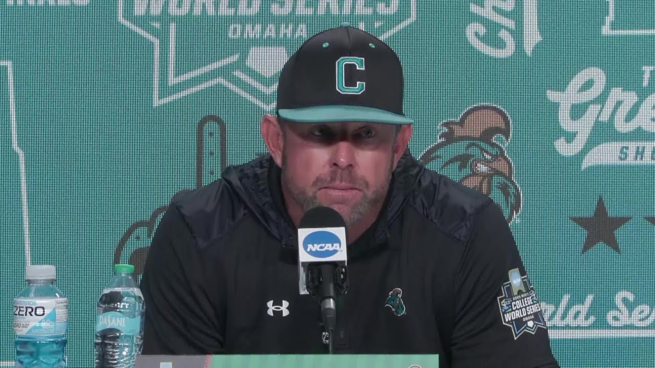 Coastal Carolina Kevin Schnall LOSS to LSU in CWS postgame