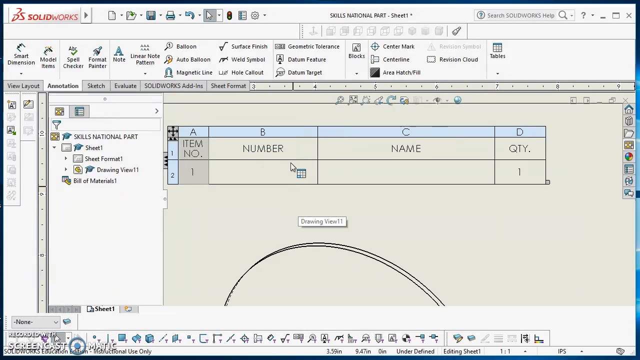 Creating a BOM Table in SolidWorks