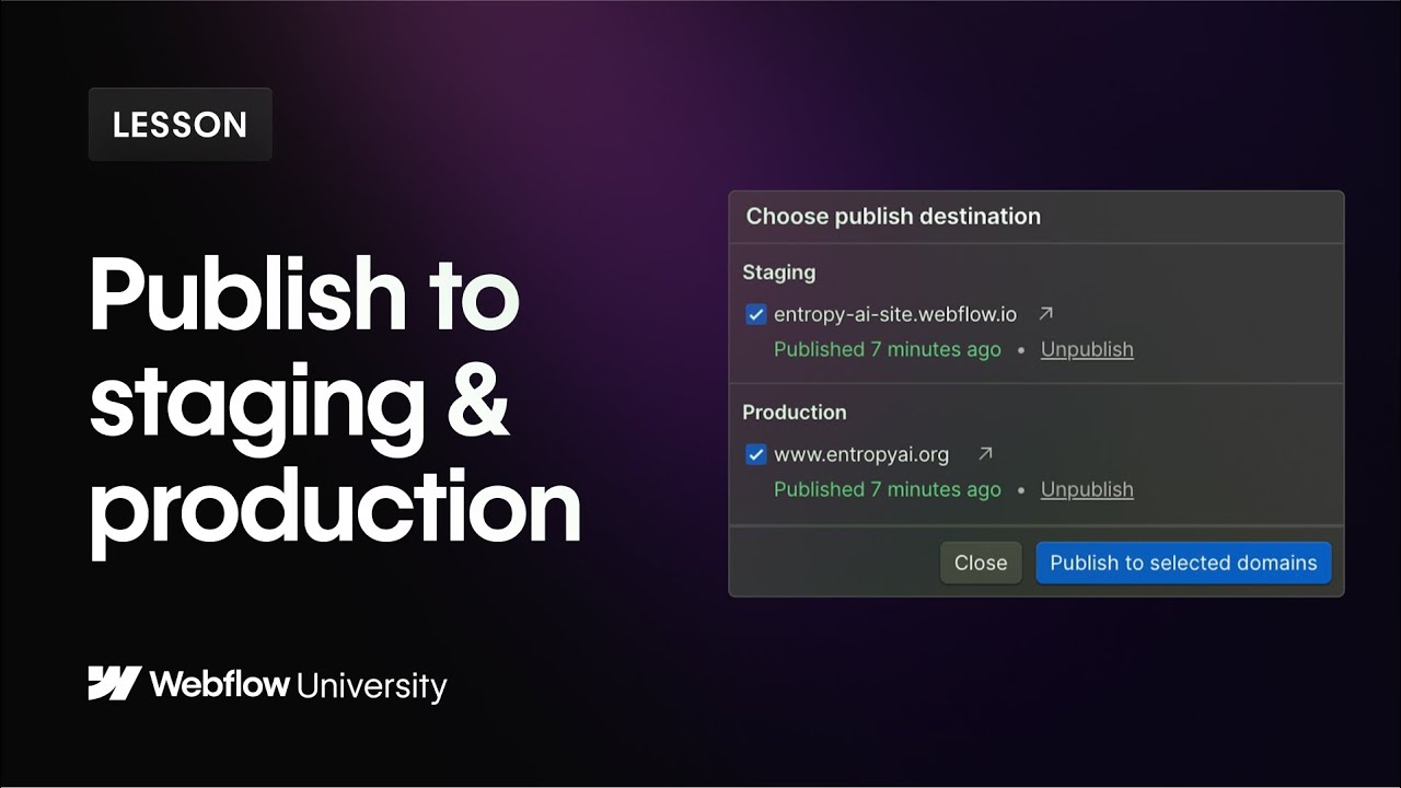 Publish to staging and production &mdash;&nbsp;Webflow tutorial