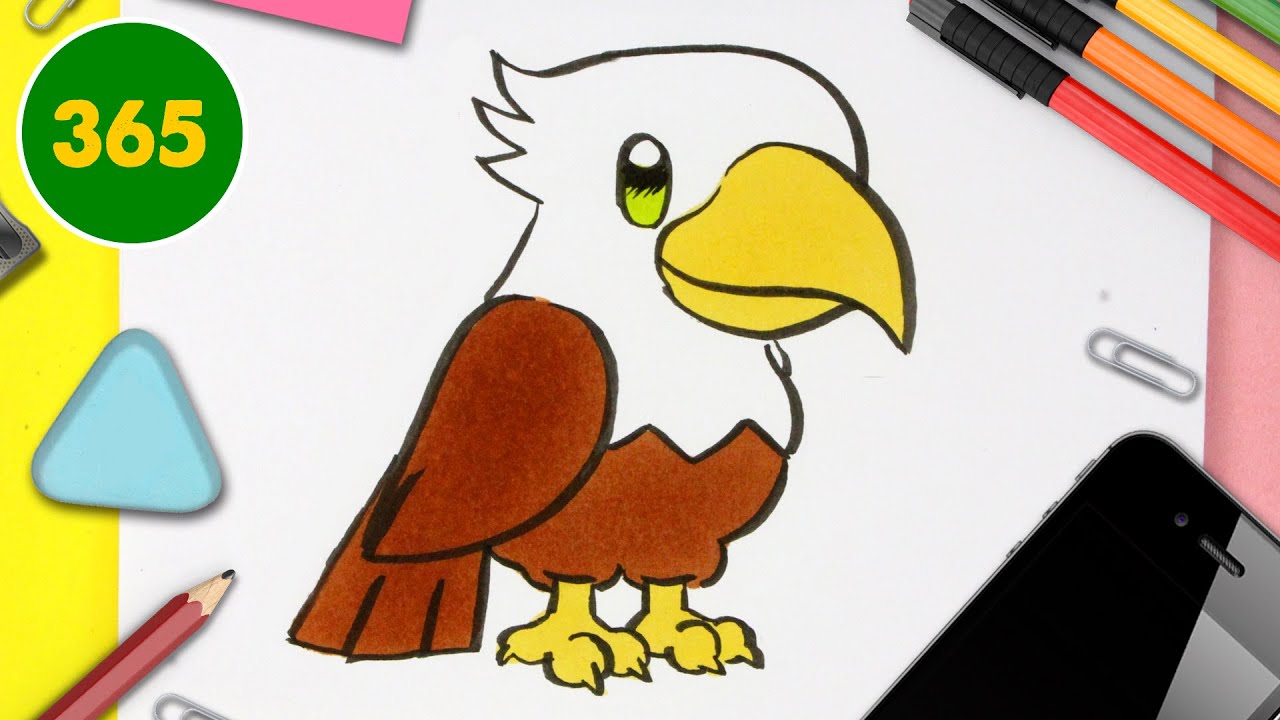 COME DISEGNARE AQUILA KAWAII - Come disegnare animali
