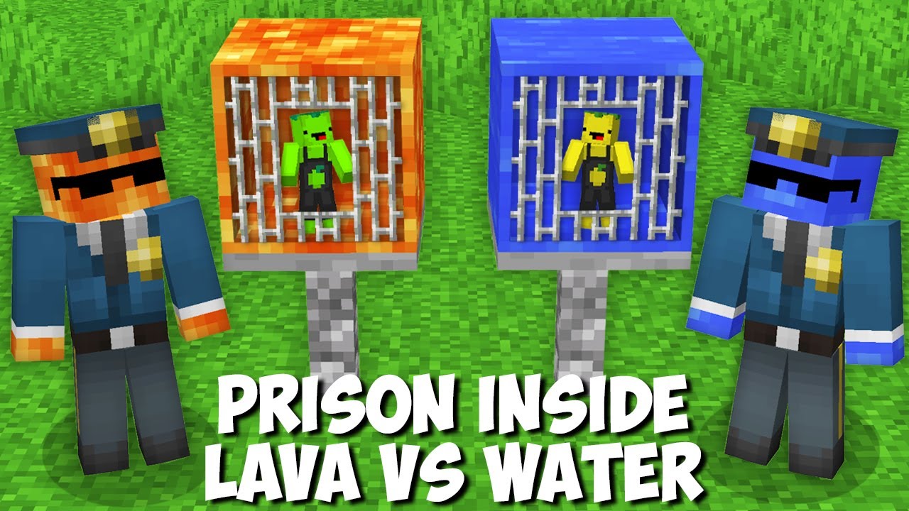 LEMON and LIME went to LAVA VS WATER PRISON in Minecraft ! HOW TO ESCAPE FROM PRISON ?