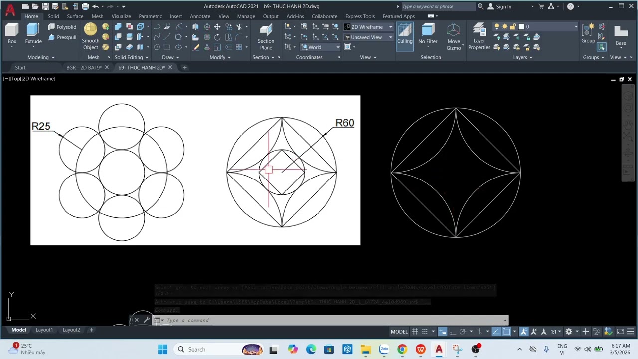 Bài 9 | Bài Tập Thực Hành AutoCAD 2D Cơ Bản Cho Người Mới Bắt Đầu