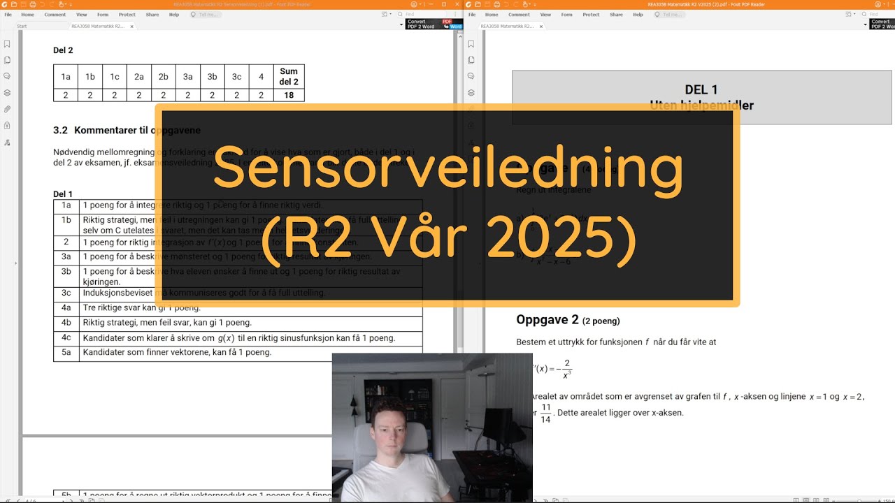R2 Eksamen, Vår 2025 - Karaktergrenser, sensorveiledning