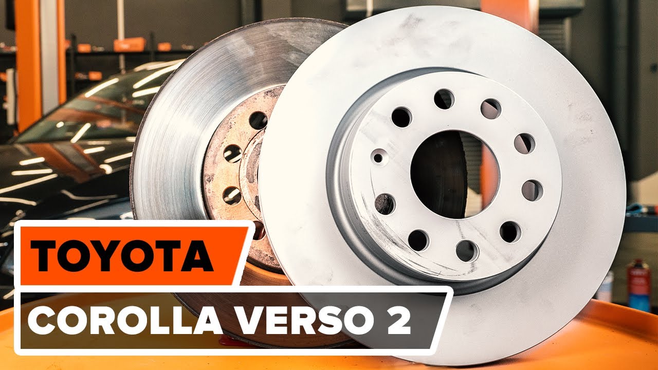 How to change a front brake discs and front brake pads on TOYOTA COROLLA VERSO 2 TUTORIAL | AUTODOC