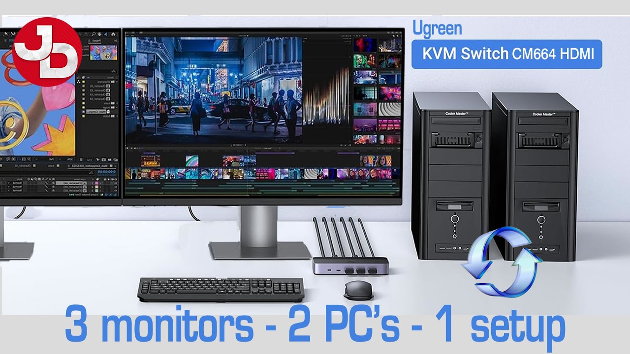 HOW TO SWITCH 2 PC'S & DUAL MONITORS with ONE BUTTON | UGreen CM664 KVM Switch SETUP