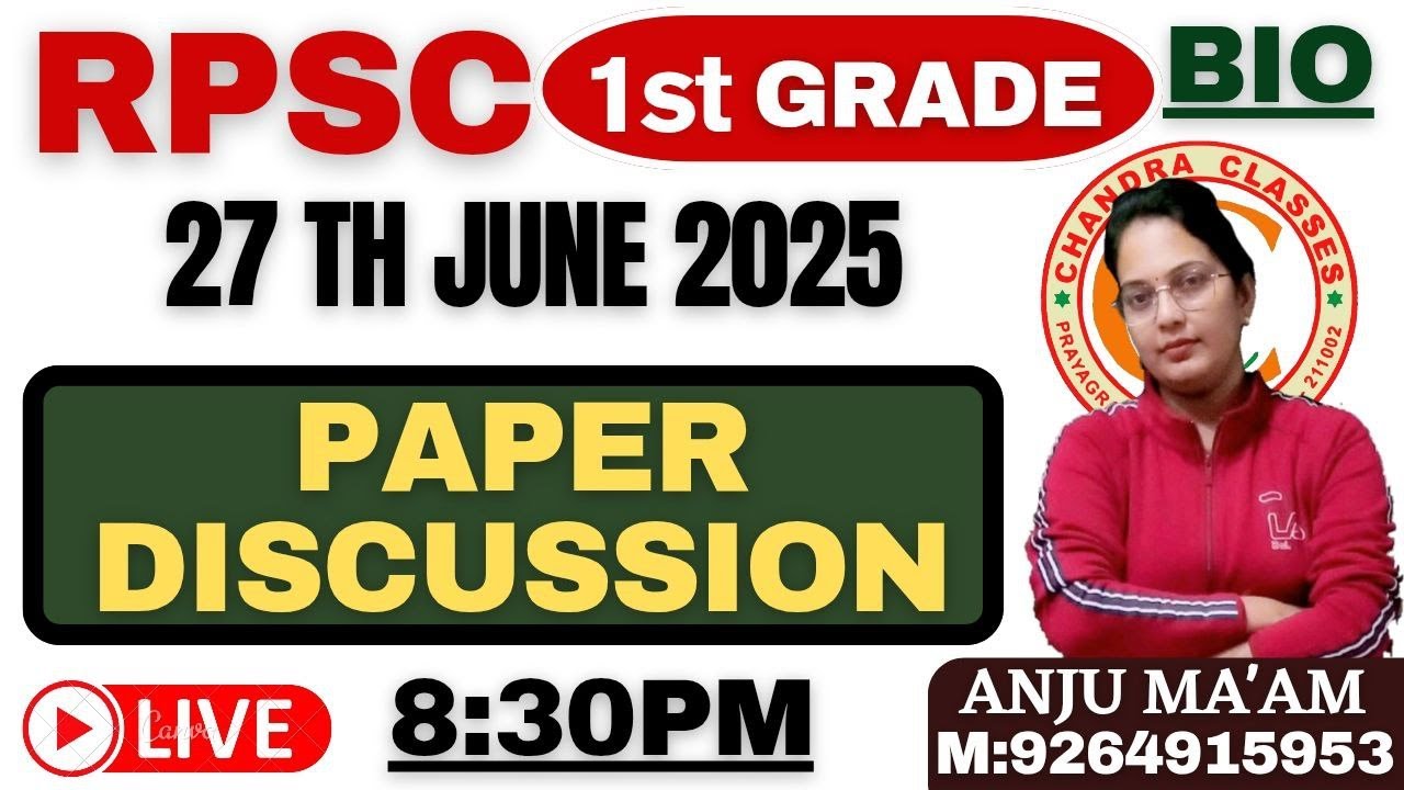 RPSC Grade 1 Biology Paper Discussion | Full Paper with Answer Key #CHANDRA  CLASSES