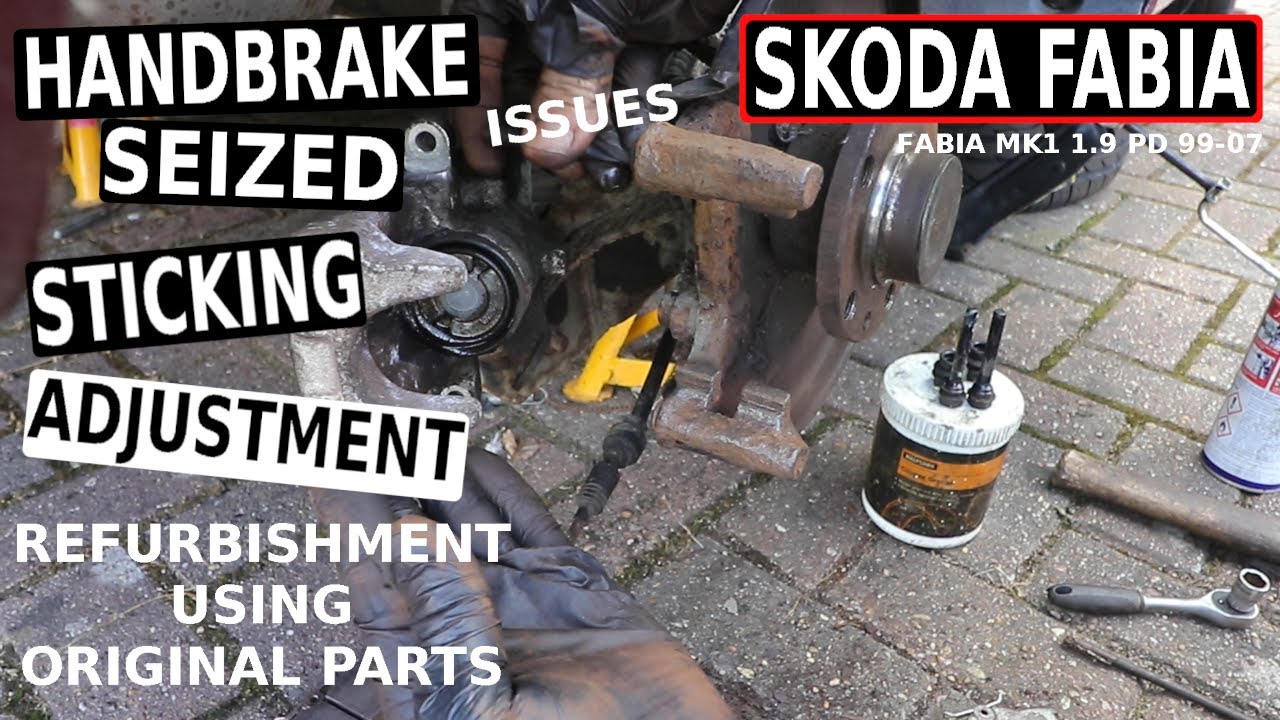 SKODA FABIA Заедание, заедание, регулировка, ремонт ручного тормоза (MK1 1.9 PD disk 9-07)