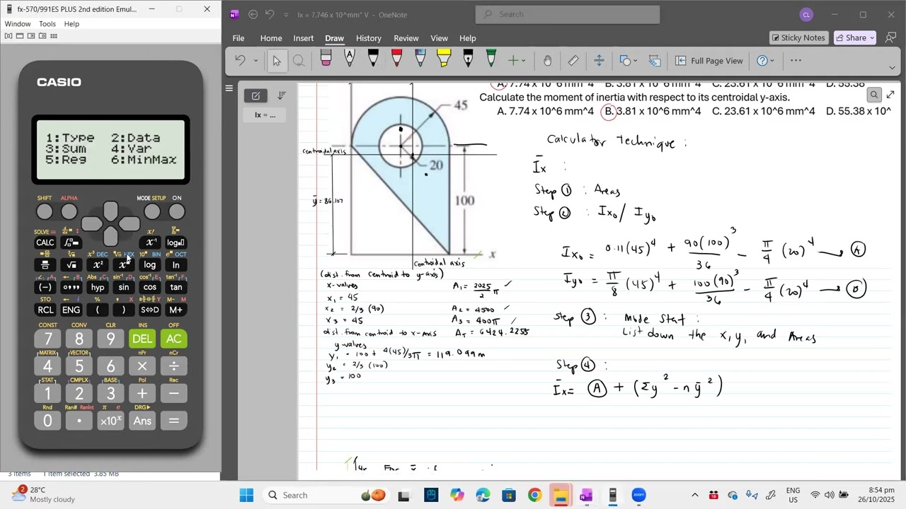 BES 025: MOMENT OF INERTIA_EXAMPLE 1 (Calculator Technique)