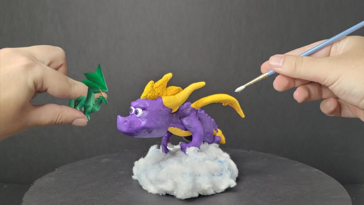 Hice a Spyro surcando los cielos | DIY diorama de arcilla polimérica