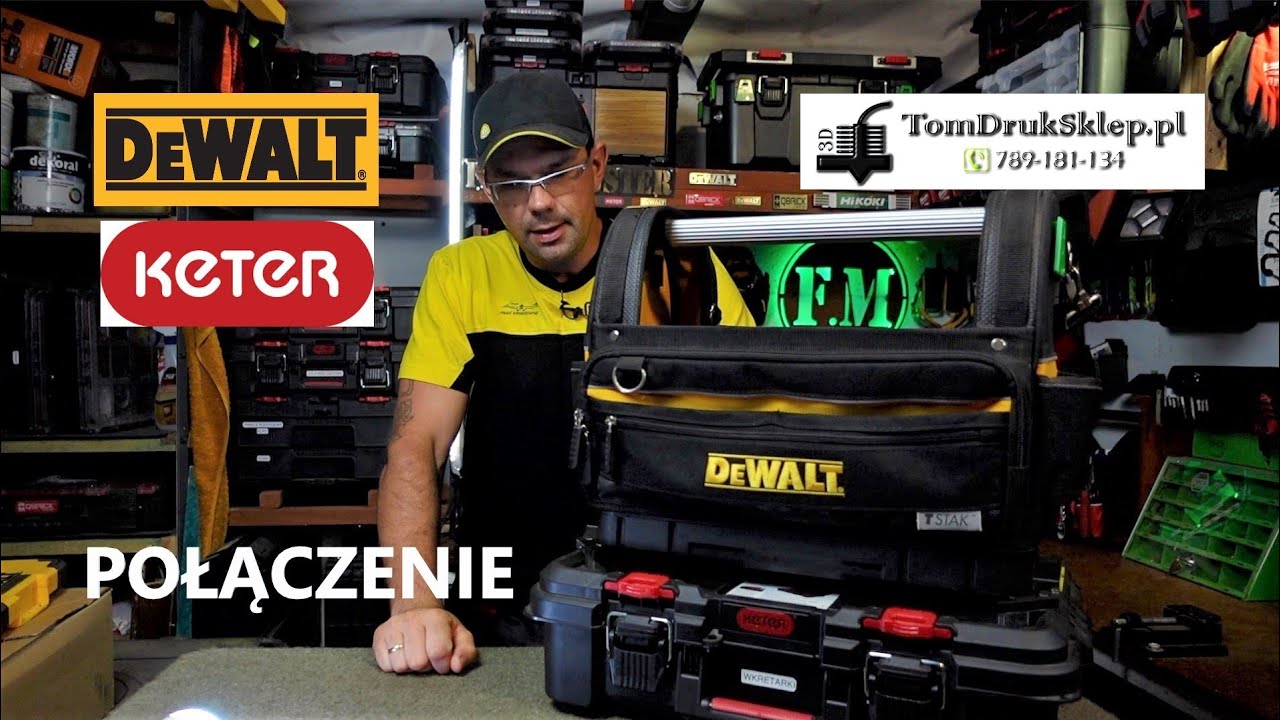 Adapter kt&oacute;ry łączy keter stacknroll z dewalt tstak