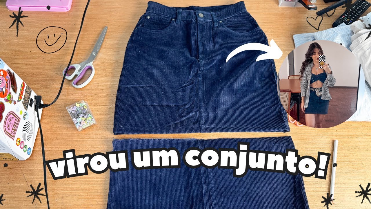 VLOGÃO DA CUSTOMIZAÇÃO | transformando saia em conjunto e vc aprenderá de 1 vez por tds fazer barra!