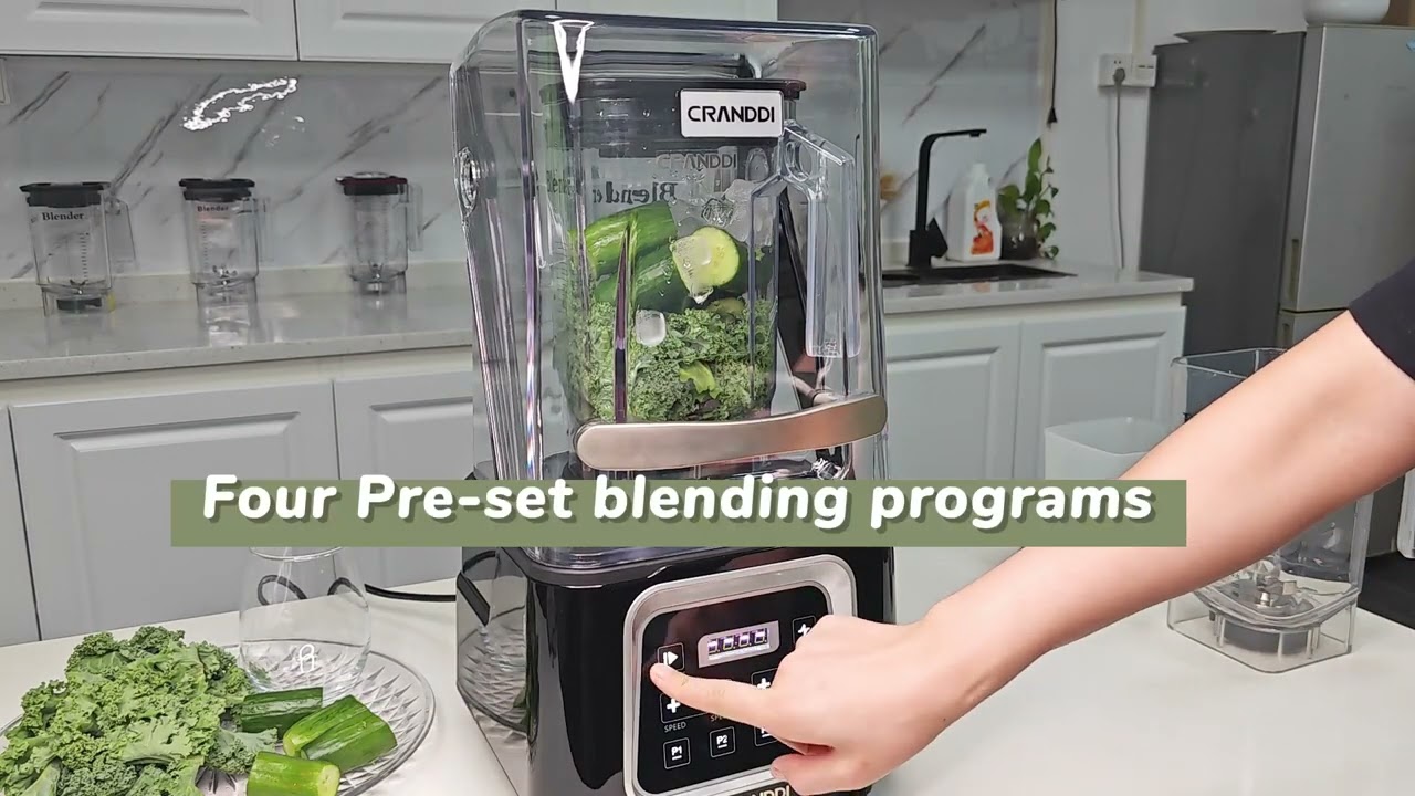 CRANDDI K80TS Commercial Smart Blender with 4 Pre-Programmed Cycles, 2200W, 120V, 52oz Capacity