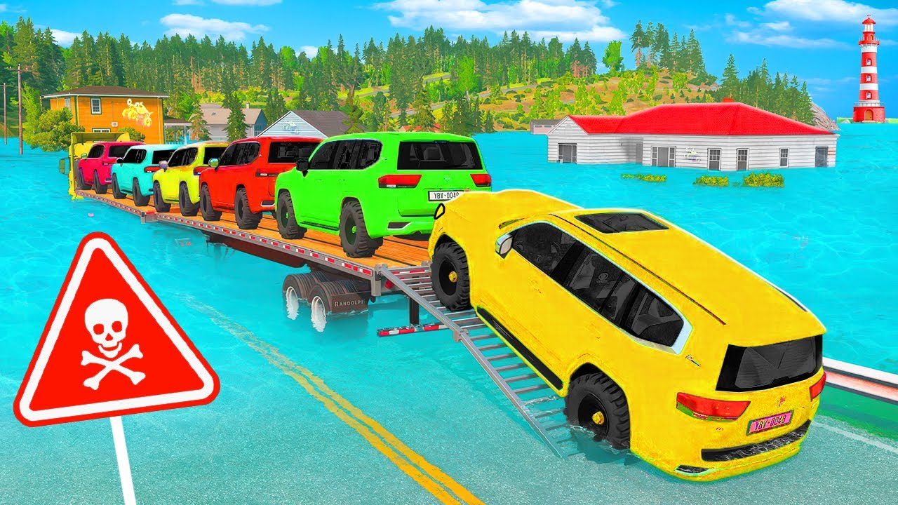Happy Trucks vs Downhill REVERSED Speed Bumps | Funny Weird Physics | BeamNG Ep.16 🔥💥