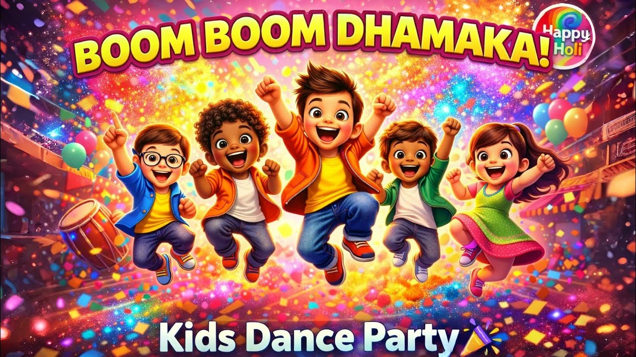 BOOM BOOM DHAMAKA! 💥 | Masti Ka Dhamaka | Kids Dance Party Song 2026 🌈  #holispecial #happyholi