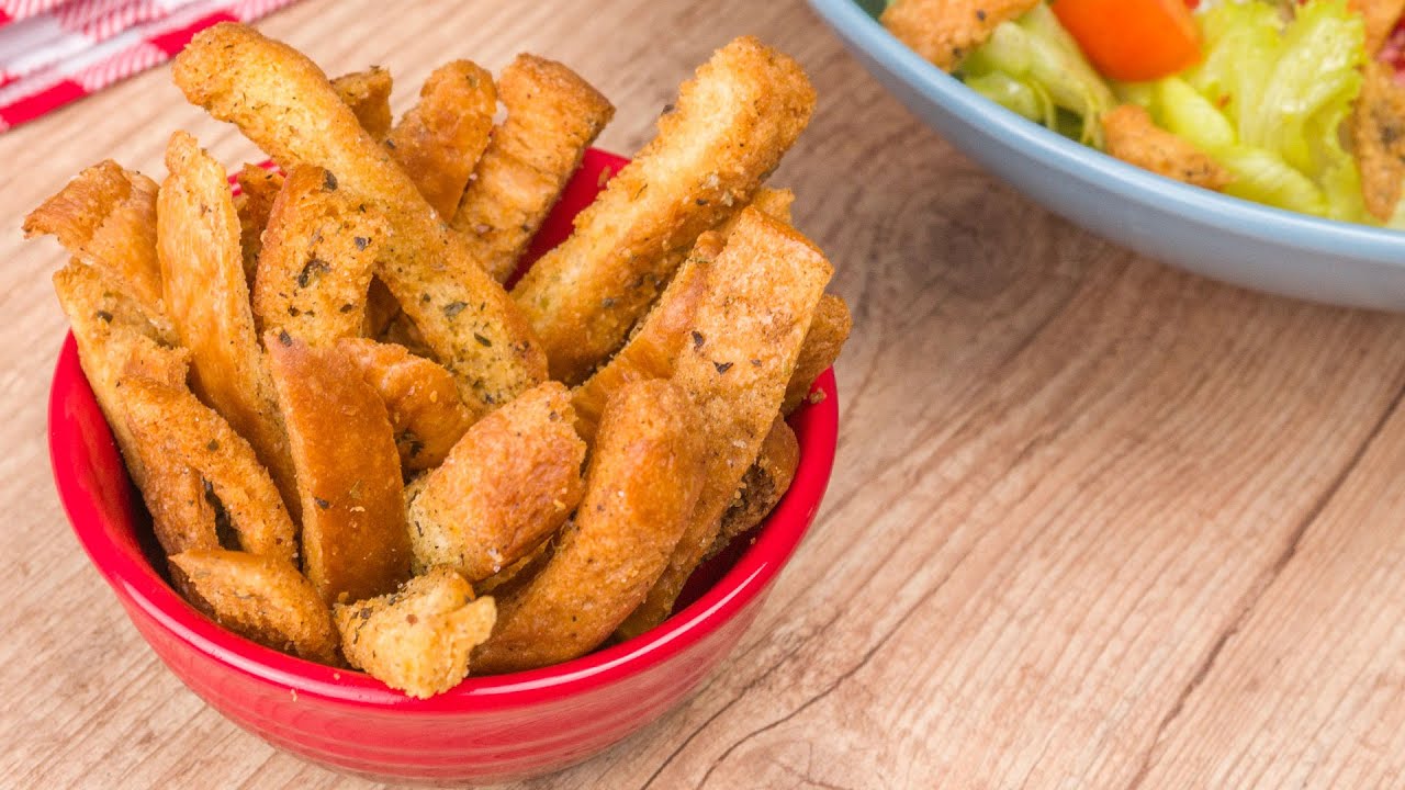 TORRADA COM SOBRAS DE P&Atilde;O DE FORMA CROUTONS PARA SALADAS E SOPAS | Cook'n Enjoy 1128
