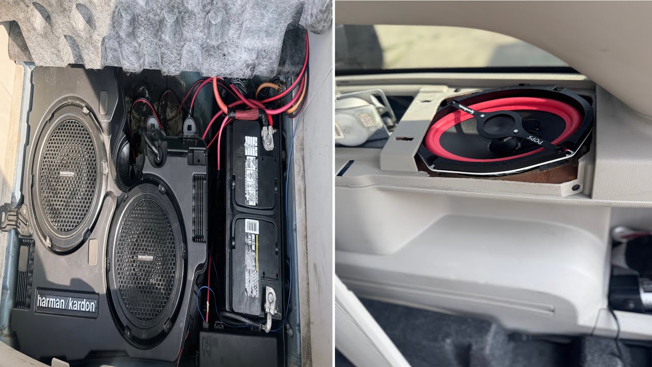 Задние динамики 6x9 и 10-дюймовый сабвуфер Harman Kardon в Dodge Magnum 2005 года выпуска. #harma...