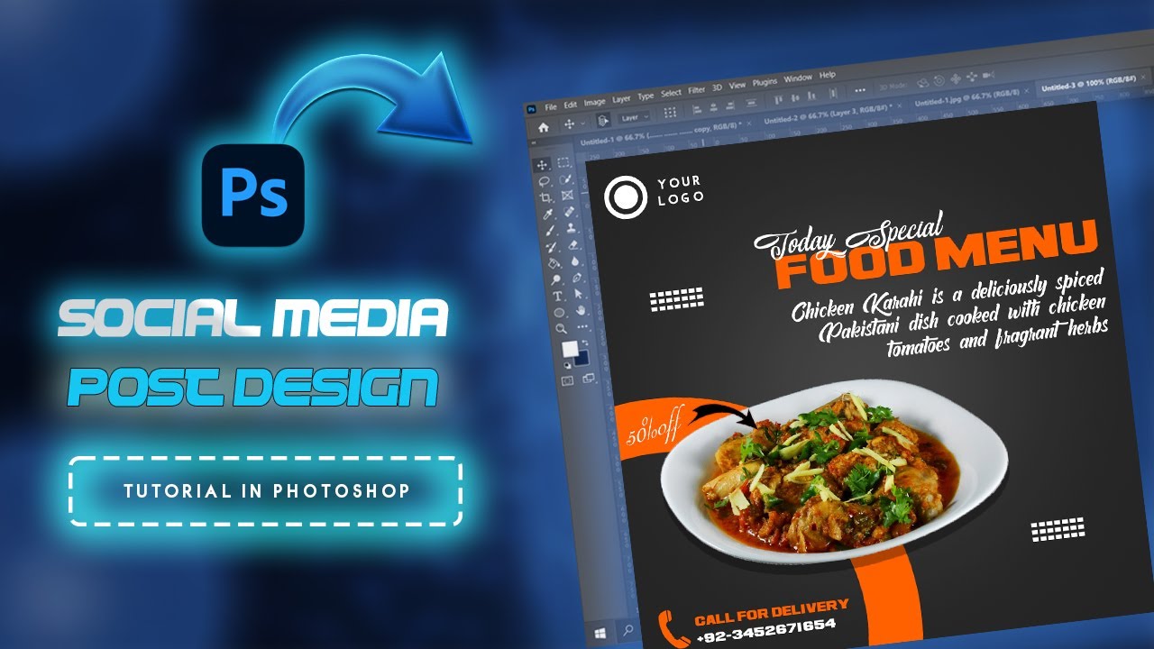 Social Media Post Design in Photoshop | for Beginners | Muneeb Creative Design