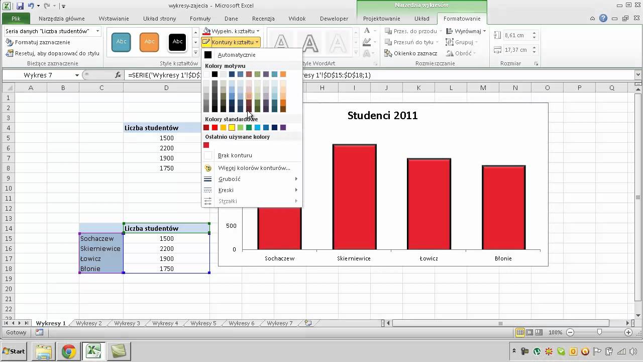 EXCEL - Modyfikowanie wykresów