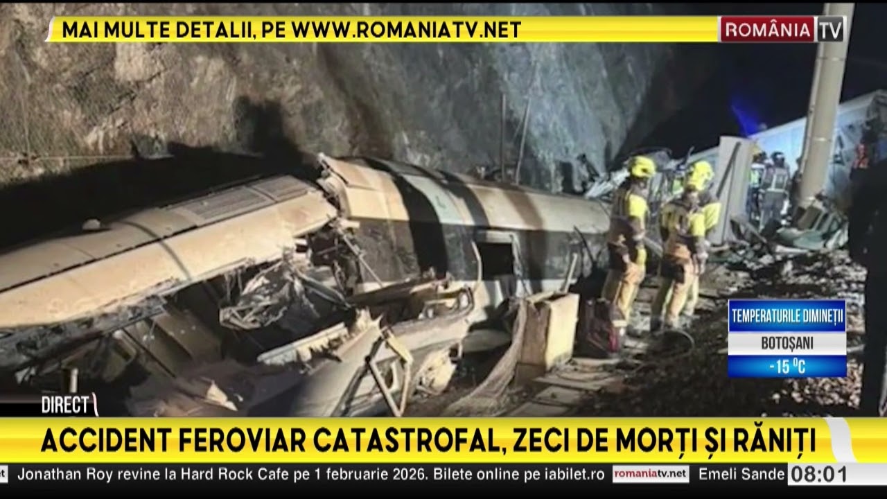Accident feroviar grav &icirc;n Spania. Două trenuri de mare viteză s-au ciocnit l&acirc;ngă Cordoba