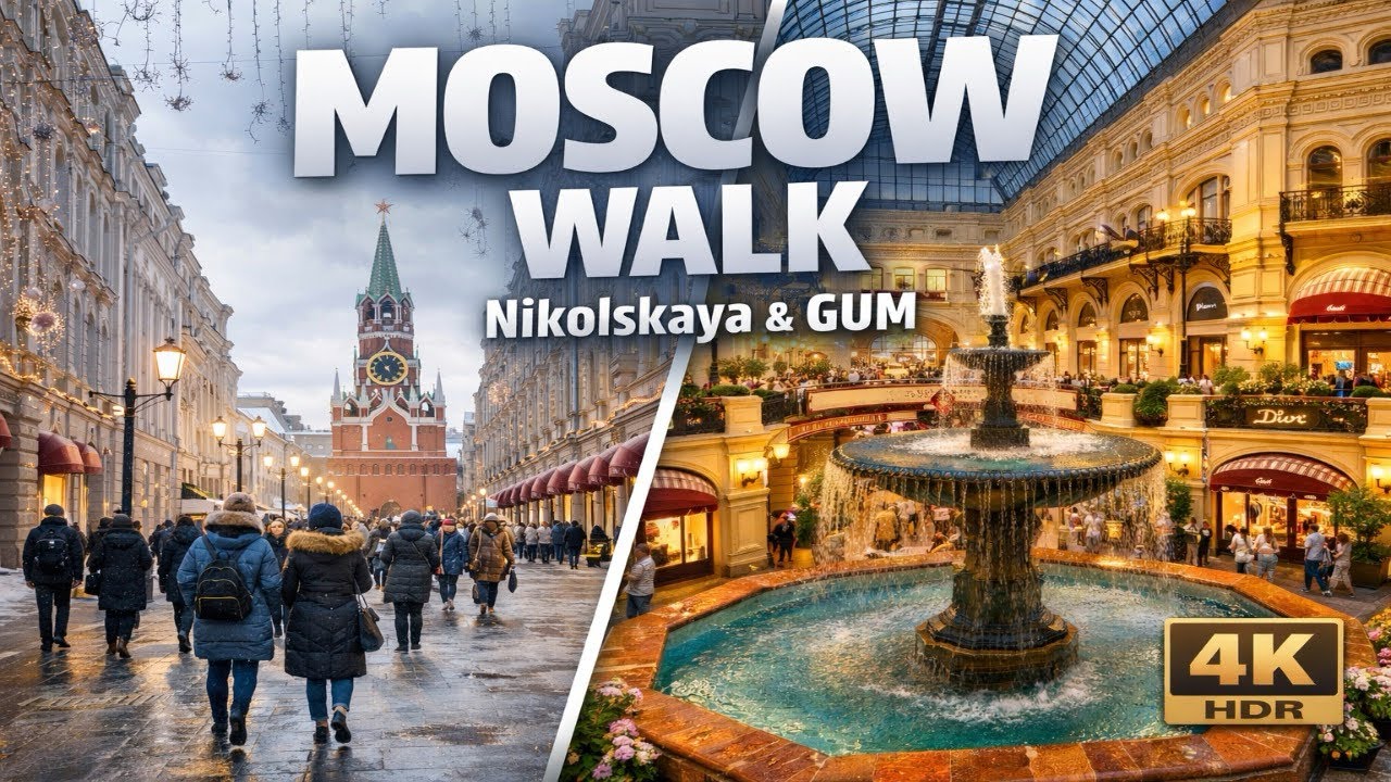 Moscow City Walk 🇷🇺 Nikolskaya Street to GUM | Beautiful Moscow 4K 