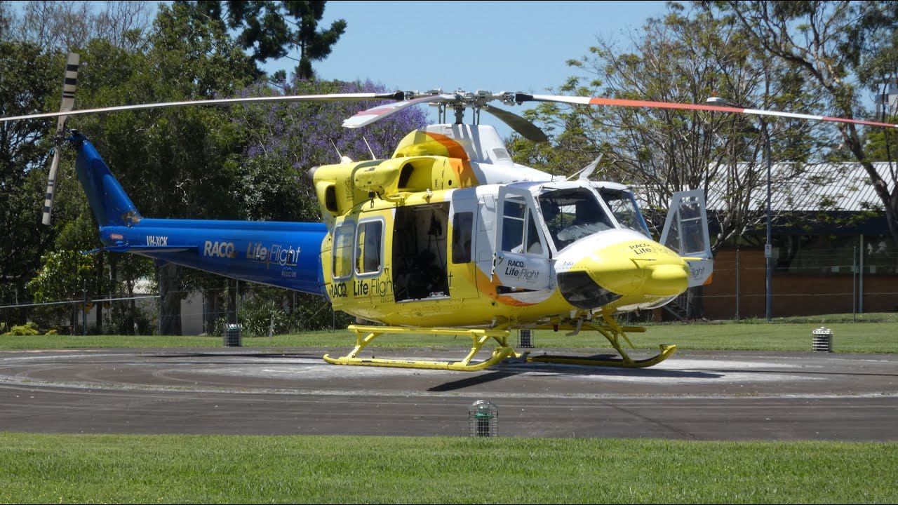 LifeFlight B412 In&Out of Prince Charles Hospital