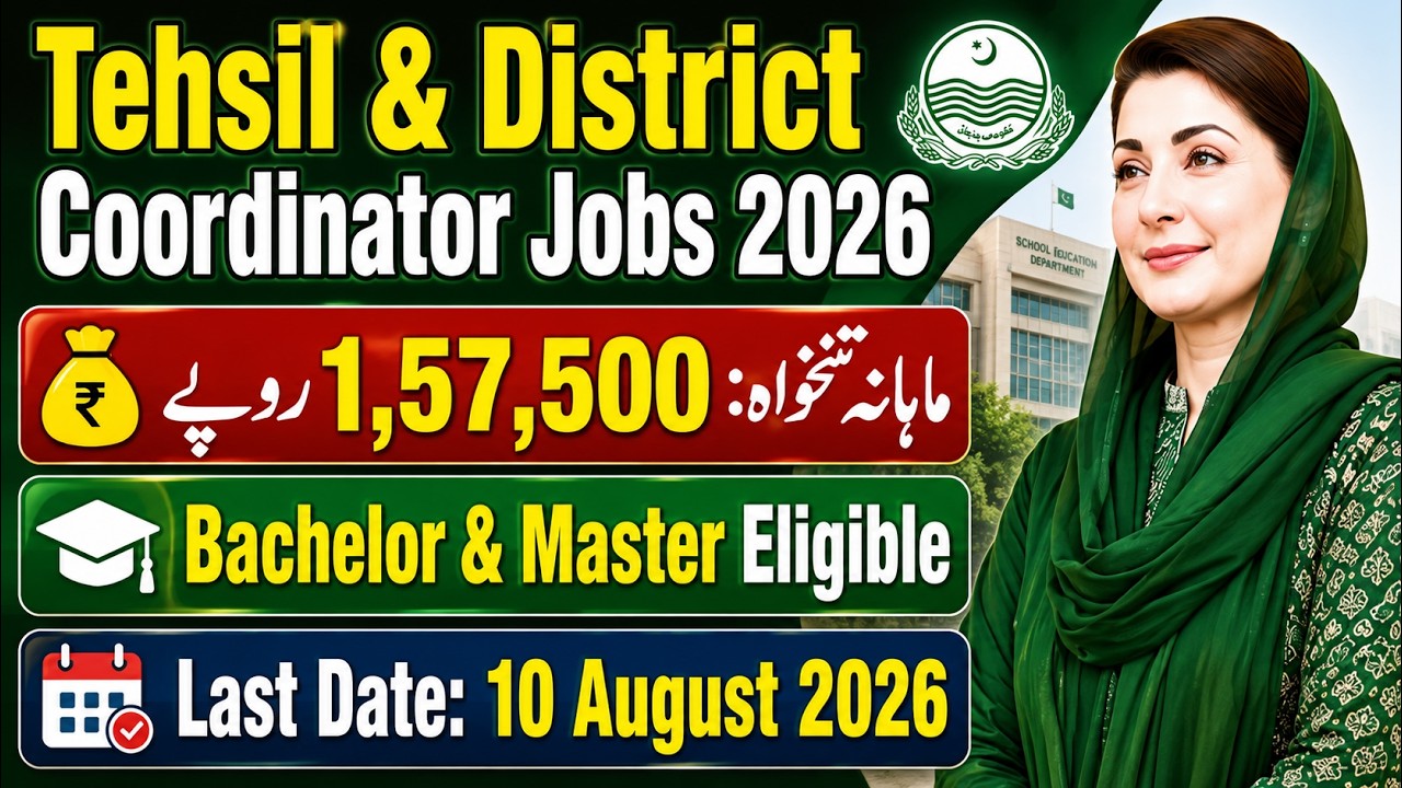 Tehsil & District Coordinator Jobs 2026 in Punjab | School Education Department Punjab Jobs