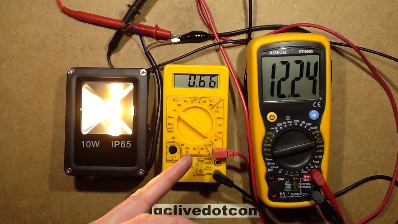 Testing and modifying a 12V 10W LED floodlight.