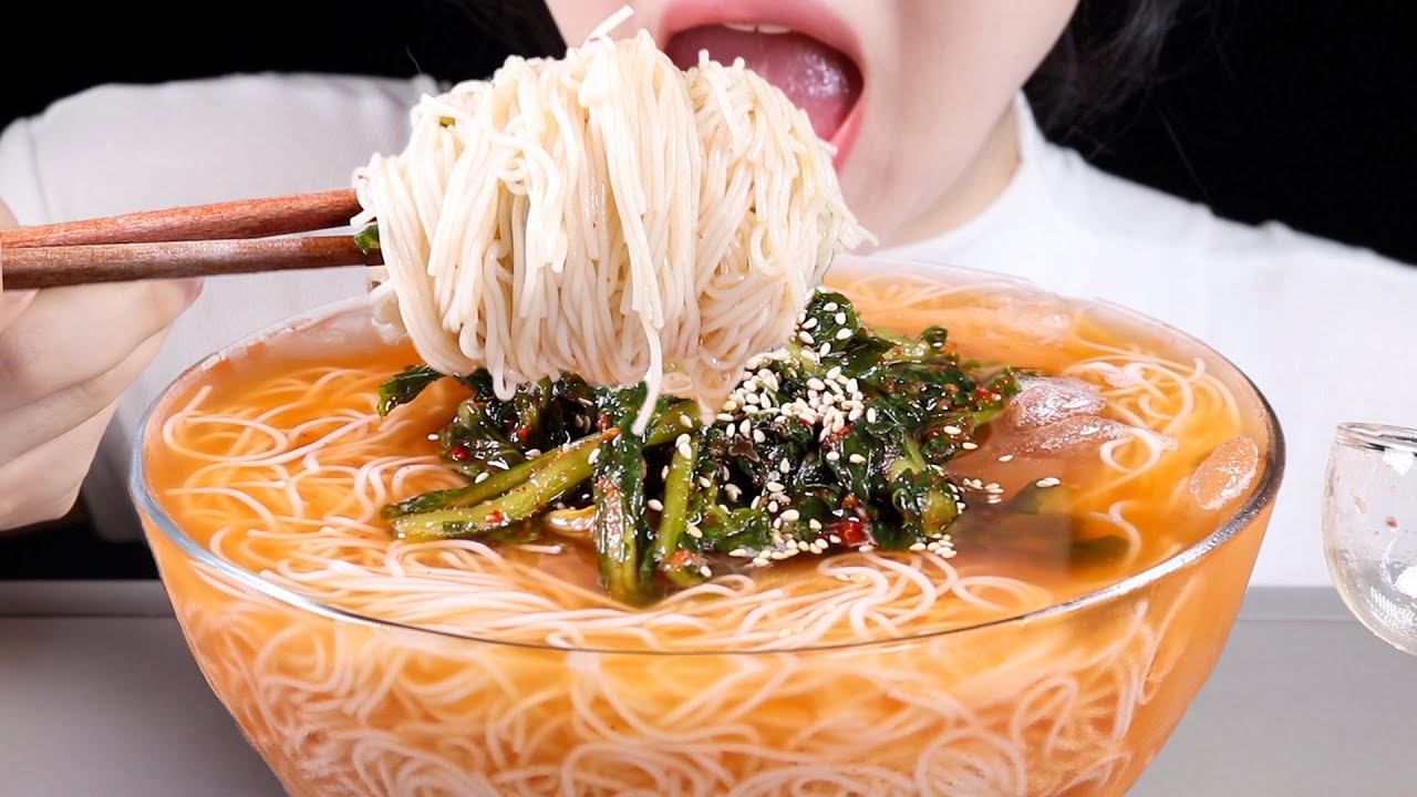 ASMR MUKBANG | Yeolmu Kimchi Cold Noodles | No Talking Eating Sounds
