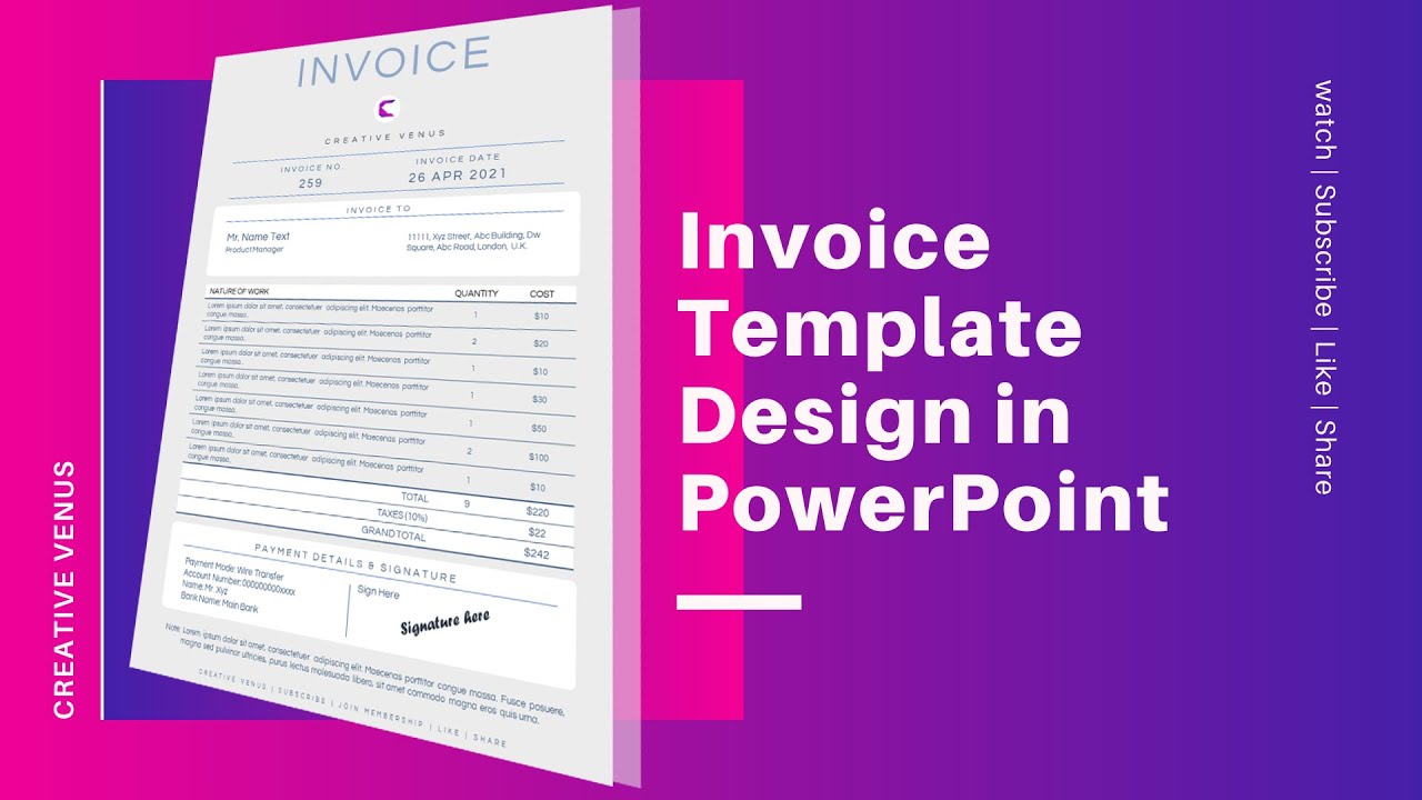 How To Create a Beautiful INVOICE TEMPLATE for Freelancers in PowerPoint