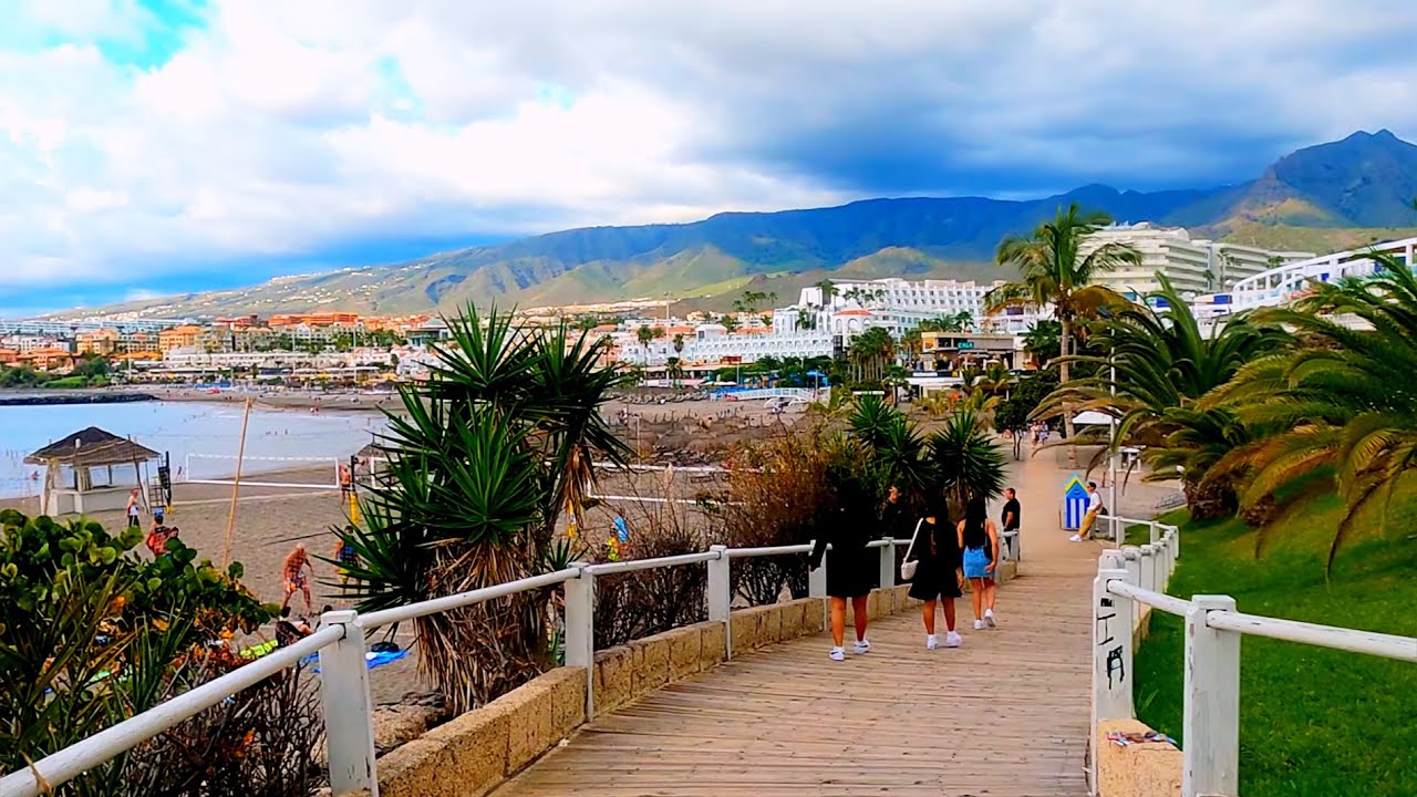 Walk along Fanabe beach, Costa Adeje, Tenerife. Travel blog from my trip to Spain 4K