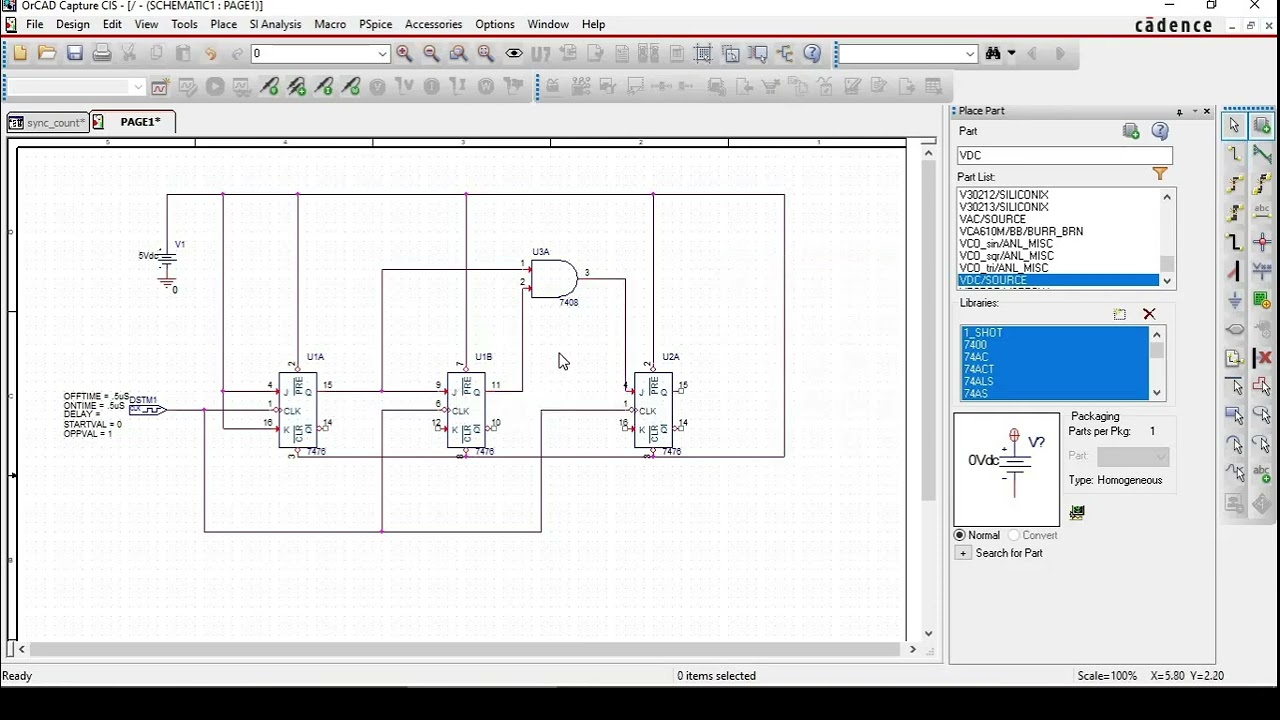 #Synchronous UP Counter Simulation using #OrCAD #PSPICE