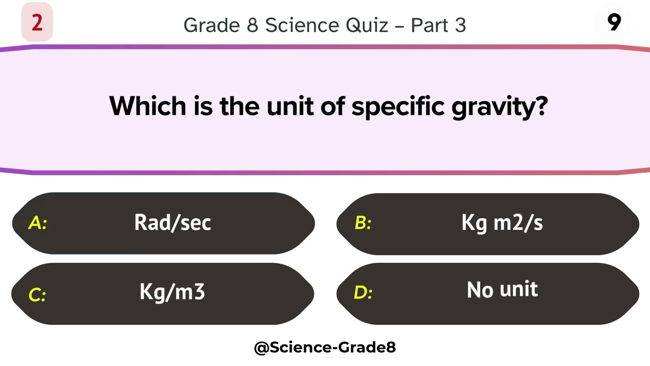 Grade 8 Science Quiz &ndash; Part 3/10 | 12 Thought-Provoking Questions to Boost Scientific Understanding