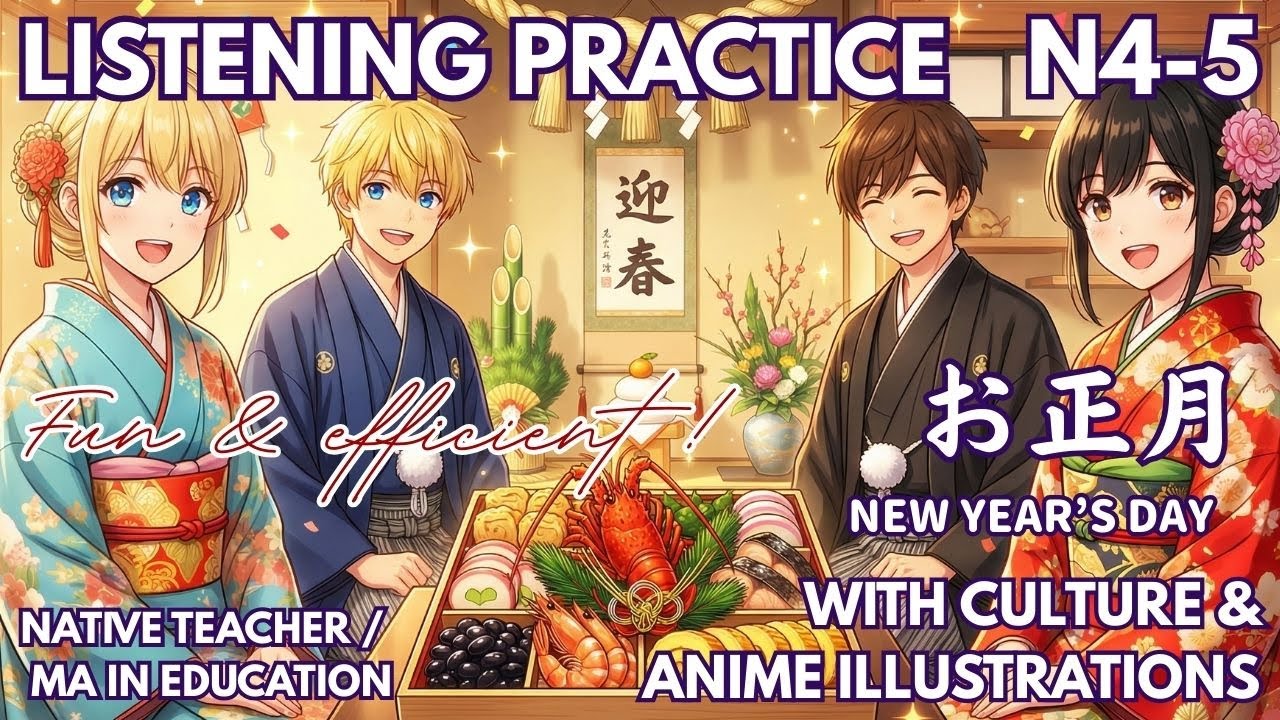 Japanese Listening Practice for Beginners (JLPT N4-5) | New Year in Japan (Oshogatsu)