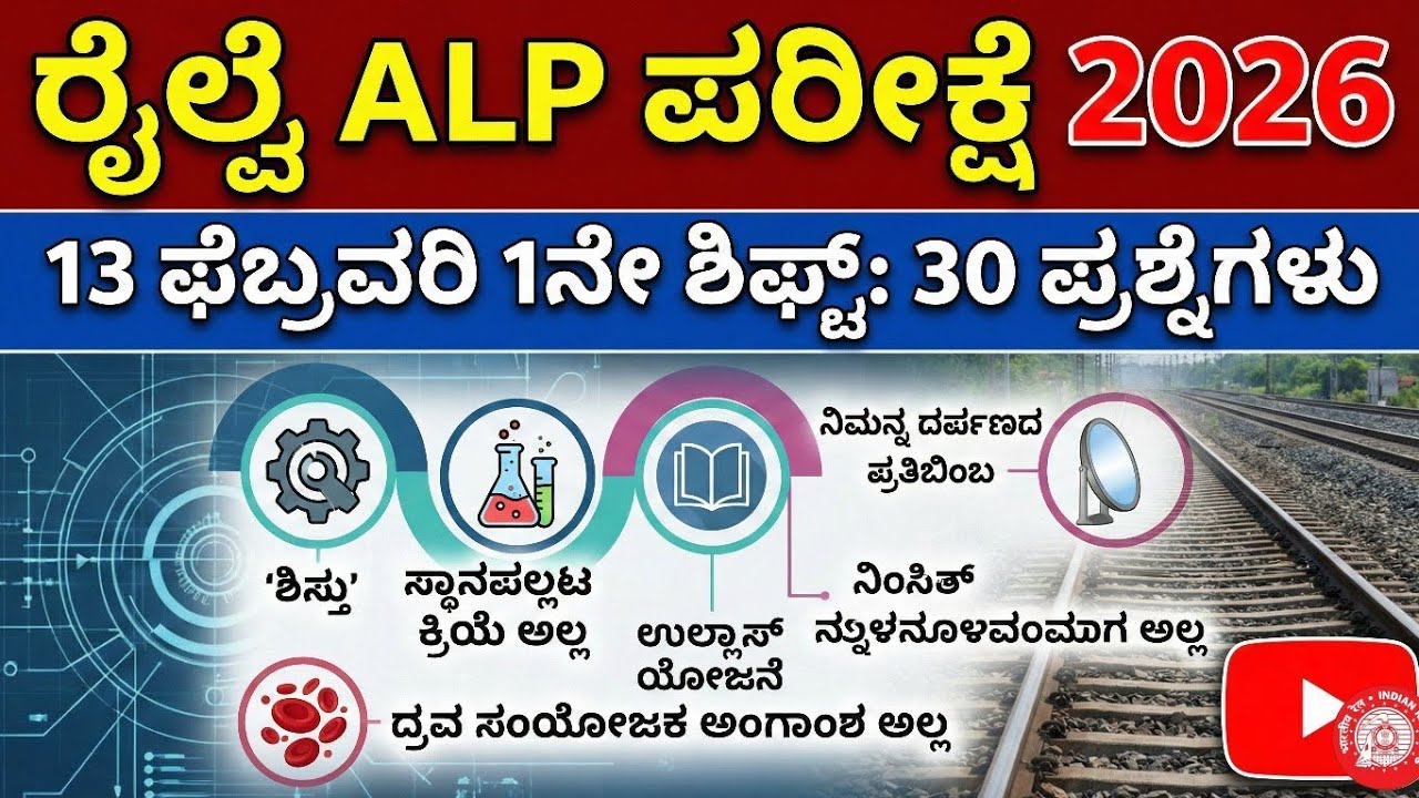 RRB ALP Today Paper Analysis | 13 Feb Shift-1 Question Paper Review in Kannada