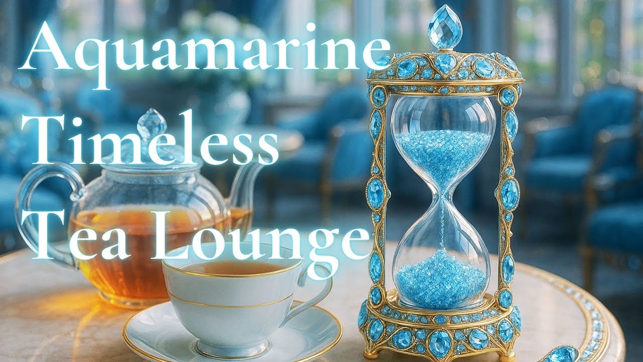 【澄んだ青の砂時計が心を整える冬の宝石ラウンジBGM – アクアマリン】Gemveil Café – Aquamarine Timeless Tea Lounge | Refined Ambient